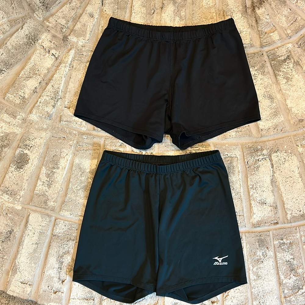 Athletic shorts, volleyball spandex, two pair